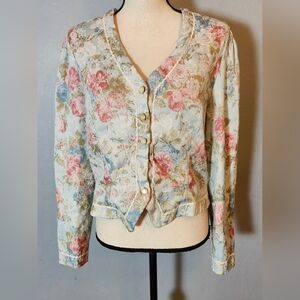 Vintage 80s Floral Blazer Multicolor by The 1 East Custom Collection Lg Read